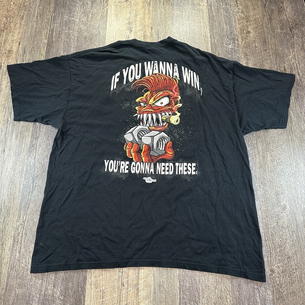 VTG Piranaz Racing Deez Nutz Tee GILDAN Black T-Shirt NHRA Men's Size 2XL
